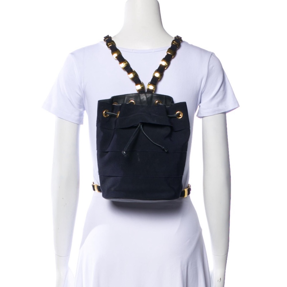 Salvatore Ferragamo Grosgrain chain Backpack dark blue